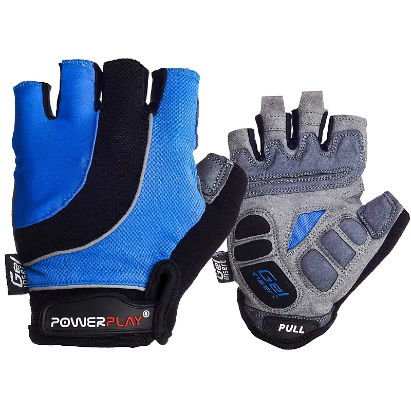 Велорукавички PowerPlay 5037 A Чорно-блакитні XL фото товара
