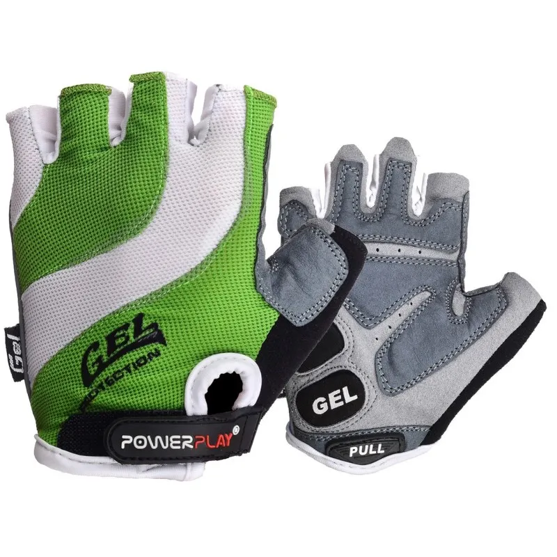 Велорукавички PowerPlay 5034 C Біло-зелені S фото товару