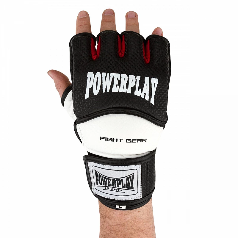 Рукавички для MMA PowerPlay 3075 Чорні-Білі M фото товара