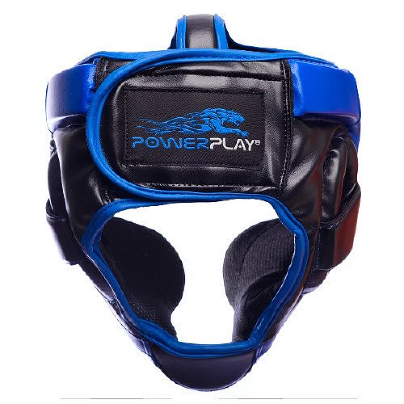 Боксерський шолом тренувальний PowerPlay 3031 Platinum Синьо-Чорний L фото товару