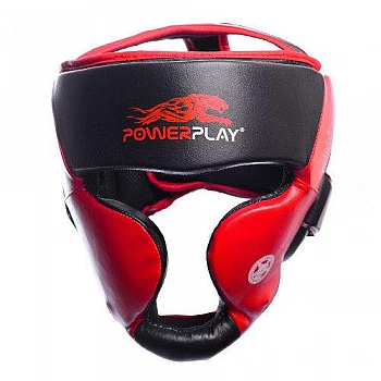 Боксерский шлем тренировочный PowerPlay 3031 Platinum красно-черный M