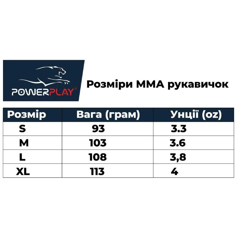 Рукавички для MMA PowerPlay 3026 Сірі S фото товара