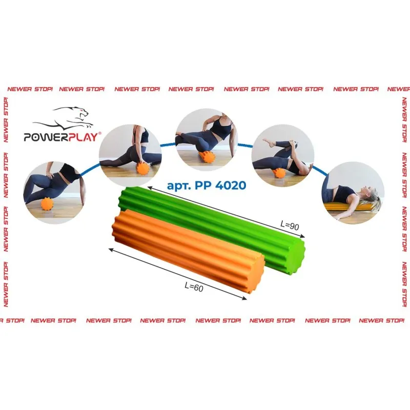 Ролик для йоги і пілатес PowerPlay 4020 (90*15см) Зелений фото товару