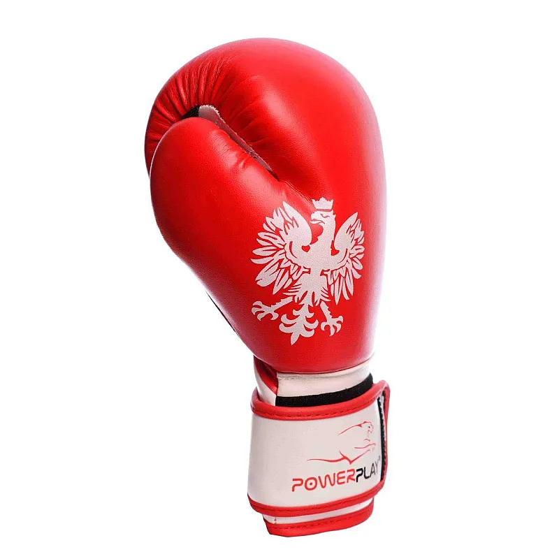 Боксерські рукавиці PowerPlay 3021-2 Poland Червоно-білі, 8 унцій фото товару