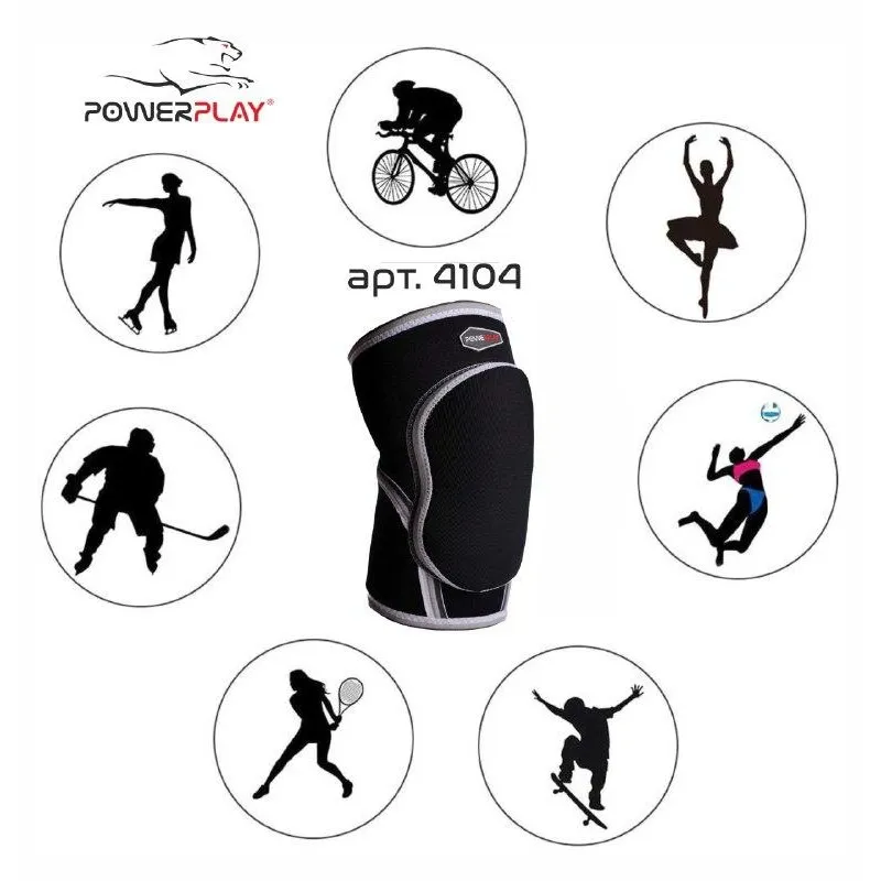 Наколінник спортивний PowerPlay 4104 (1шт) Чорний L\XL фото товару