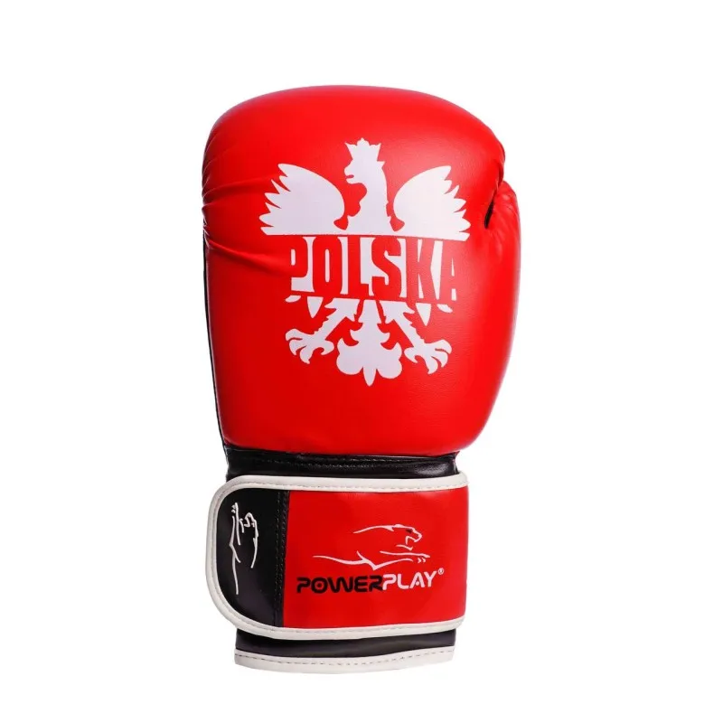 Боксерські рукавички PowerPlay 3021-1 Poland червоно-чорні 10 унцій фото товару