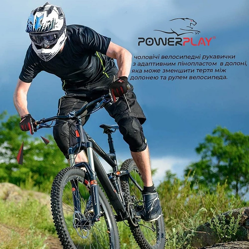 Велорукавички PowerPlay 6554 A Сині XL фото товару