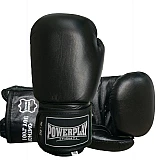 Боксерські рукавиці PowerPlay 3088 Чорні (натуральна шкіра) 10 унцій фото товару