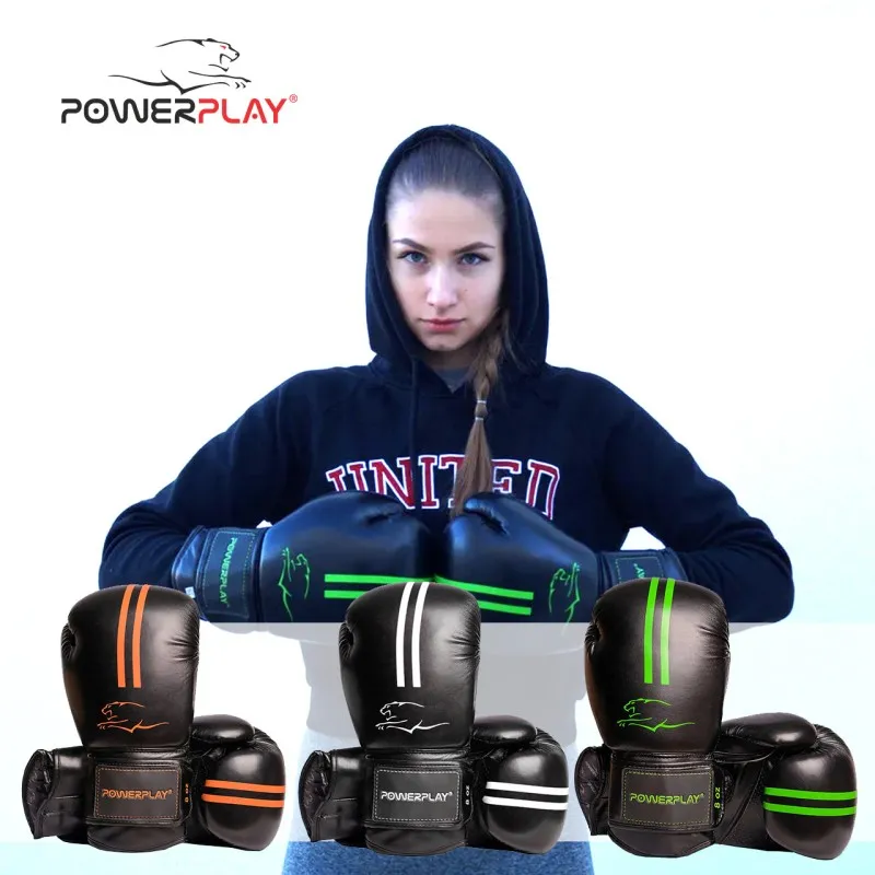 Боксерські рукавиці PowerPlay 3016 Чорно-Білий 16 унцій фото товару