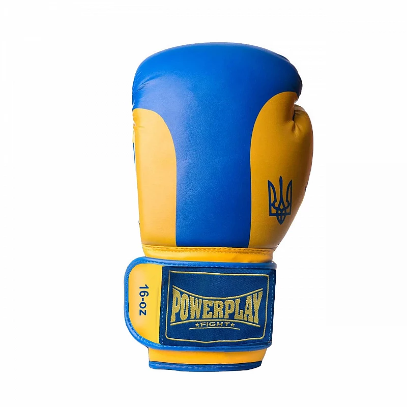 Боксерські рукавиці PowerPlay 3021 Ukraine Синьо-Жовті 16 унцій фото товару
