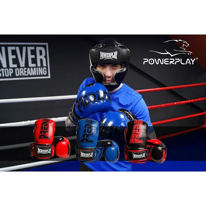 Боксерські рукавиці PowerPlay 3017 Чорні карбон 12 унцій фото товара