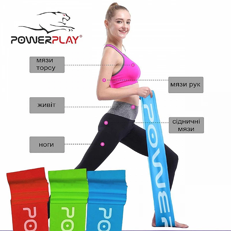 Лєнта еспандер PowerPlay 4112 Light Синя (200*15*0.4мм, 6.8кг) фото товару