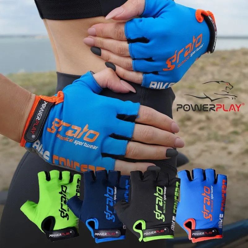 Велорукавички PowerPlay 5029 B Чорно-Зелені L фото товару