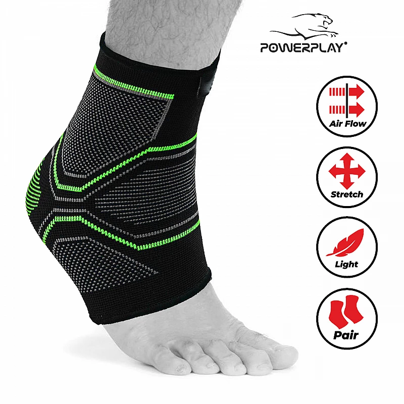 Бандаж на гомілкостоп еластичний PowerPlay 4100 Черний L/XL (пара) фото товару