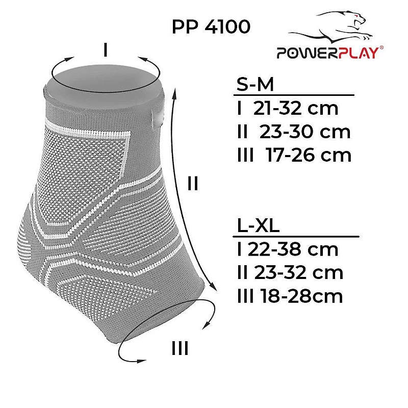 Бандаж на гомілкостоп еластичний PowerPlay 4100 Черний L/XL (пара) фото товару