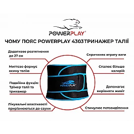 Пояс для схуднення PowerPlay 4303 Чорно-Синій