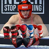 Боксерські рукавиці PowerPlay 3023 Синьо-Білі [натуральна шкіра] 10 унцій фото товару