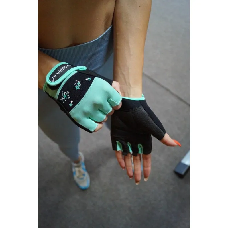 Фітнес рукавички PowerPlay 3492 жіночі Чорно-Мятні XS фото товара