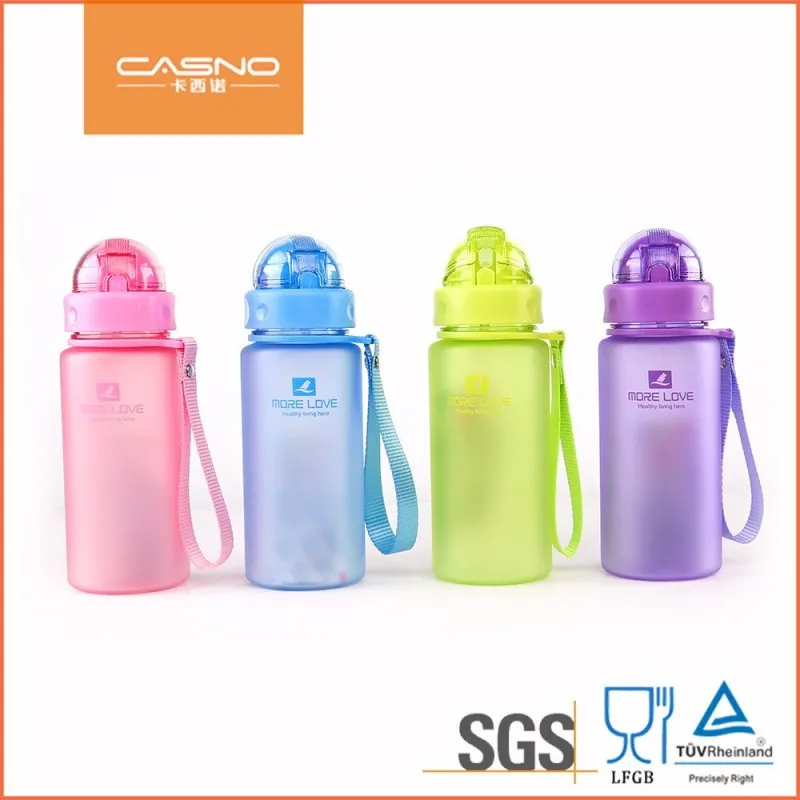 Пляшка для води CASNO 400 мл MX-5028 More Love Рожева з соломинкою фото товару