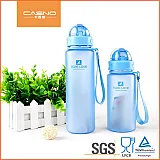 Пляшка для води CASNO 400 мл MX-5028 More Love Блакитна з соломинкою фото товару