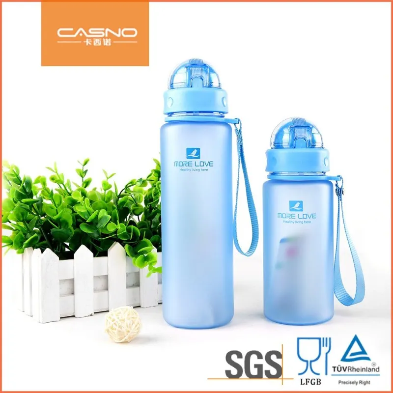 Пляшка для води CASNO 400 мл MX-5028 More Love Блакитна з соломинкою фото товару