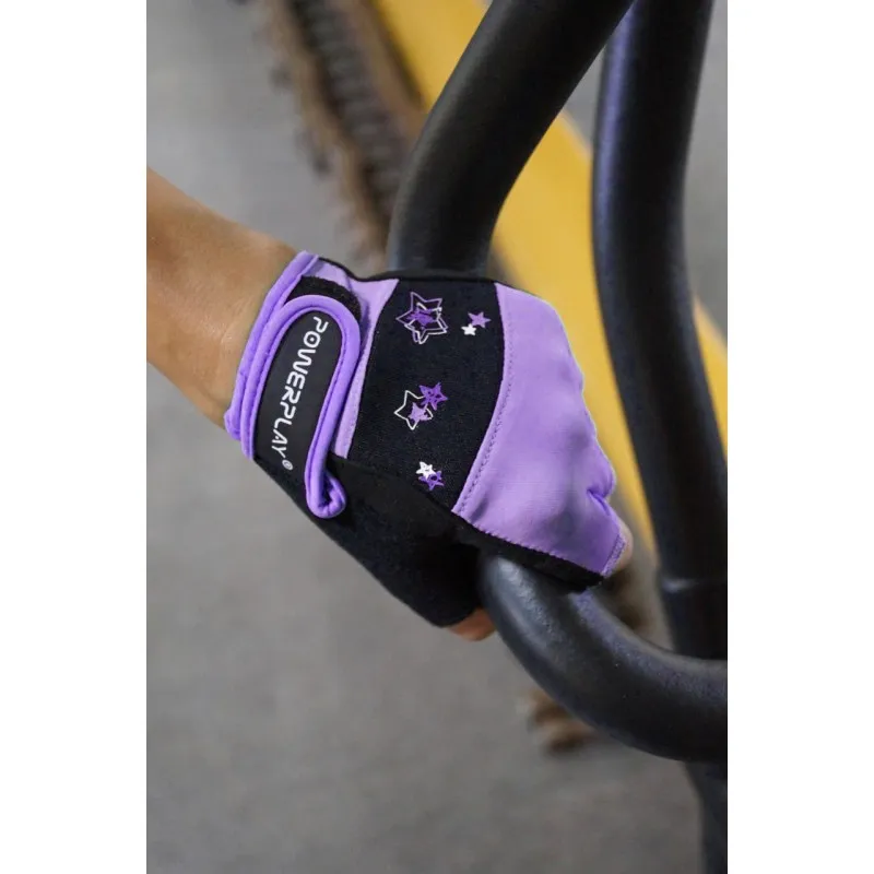 Рукавички для фітнесу PowerPlay 3492 жіночі Чорно-Фіолетові M фото товару