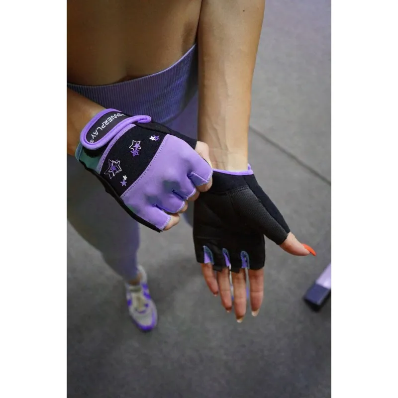 Рукавички для фітнесу PowerPlay 3492 жіночі Чорно-Фіолетові S фото товару