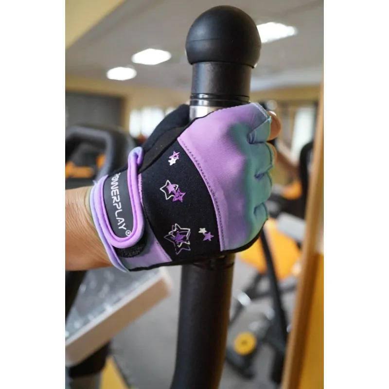 Рукавички для фітнесу PowerPlay 3492 жіночі Чорно-Фіолетові S фото товару