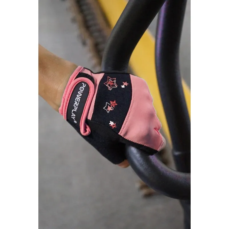 Рукавички для фітнесу PowerPlay 3492 Чорно-Розові M фото товару