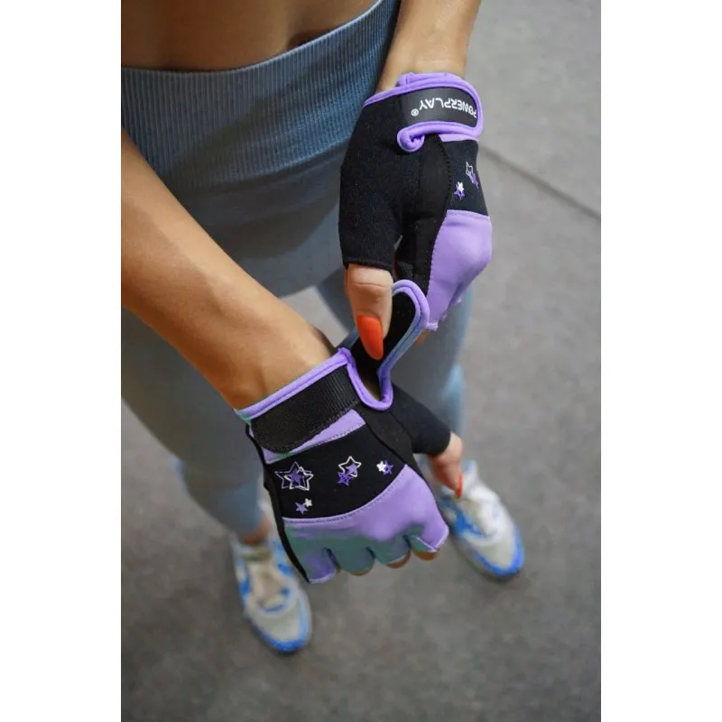 Рукавички для фітнесу PowerPlay 3492 жіночі Чорно-Фіолетові XS фото товару
