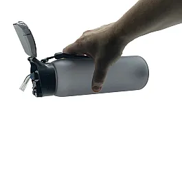 Пляшка для води CASNO 600 мл KXN-1196 Сіра з соломинкою