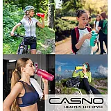 Пляшка для води CASNO 750 мл KXN-1207 Блакитна з соломинкою фото товару