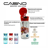 Пляшка для води CASNO 400 мл KXN-1195 Червона (краб) з соломинкою фото товару