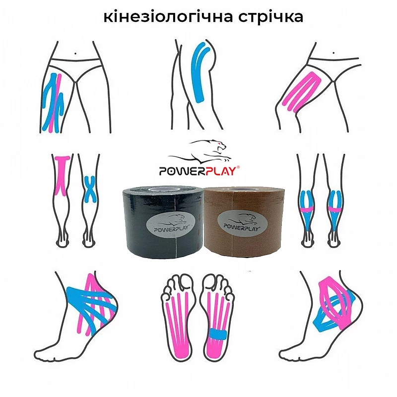 Кінезіологічний тейп PowerPlay 4315 Чорний 5*5м фото товару