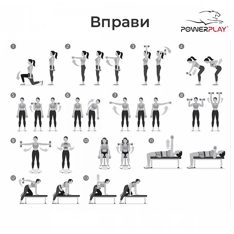 Набір гантелей в кейсі  9 кг. PowerPlay 4121 фото товару