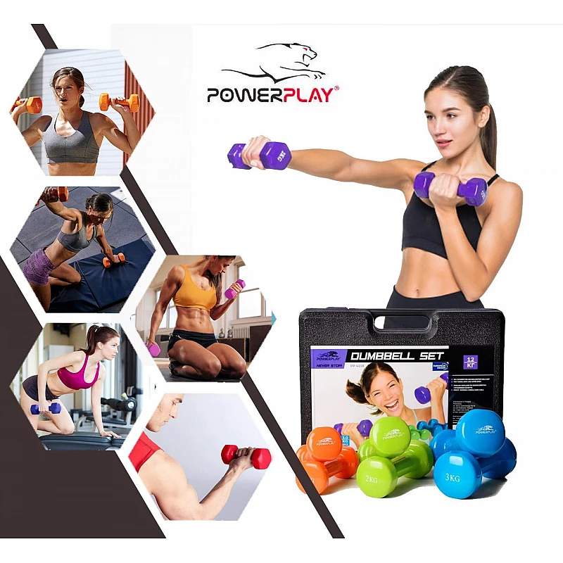 Набір гантелей в кейсі 12 кг. PowerPlay 4118 фото товару
