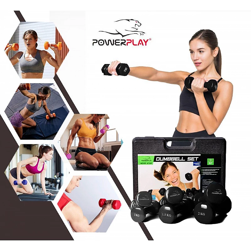 Набір гантелей в кейсі  9 кг. PowerPlay 4121 фото товару