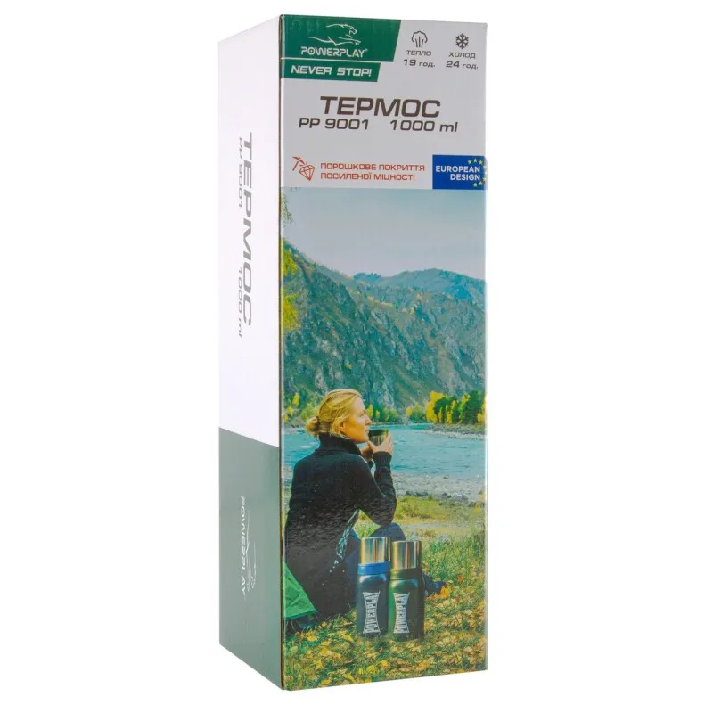 Термос PowerPlay 9001 Зелений 1000 мл фото товару