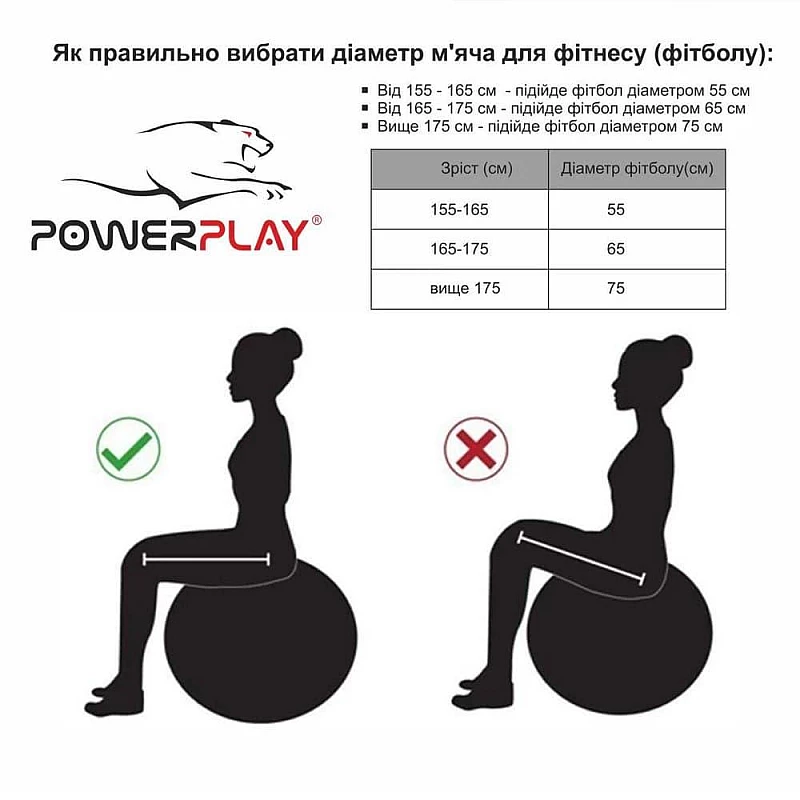 Мяч для фітнесу укріплений PowerPlay 4000 Premium 65см Синій + насос фото товару