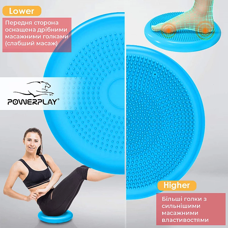 Балансировочная массажная подушка PowerPlay 4009 Синяя фото товара