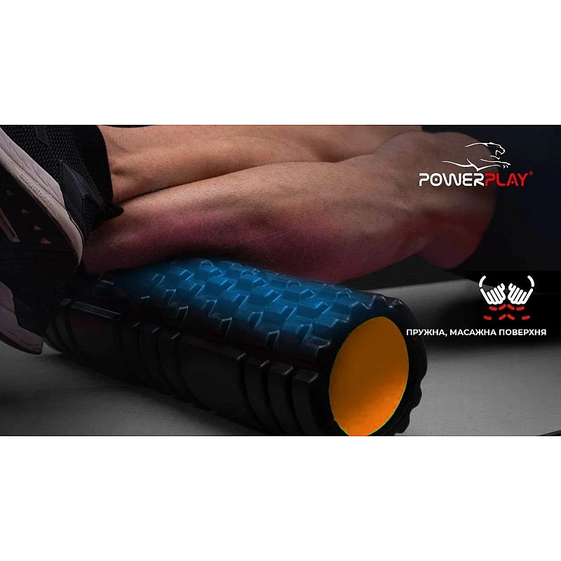 Масажний ролик PowerPlay 4025 Чорно-Оранжевий фото товару