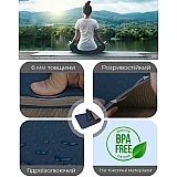 Коврик для йоги і фітнесу PowerPlay 4150 Premium TPE 183*61*0.6 см Синій фото товару