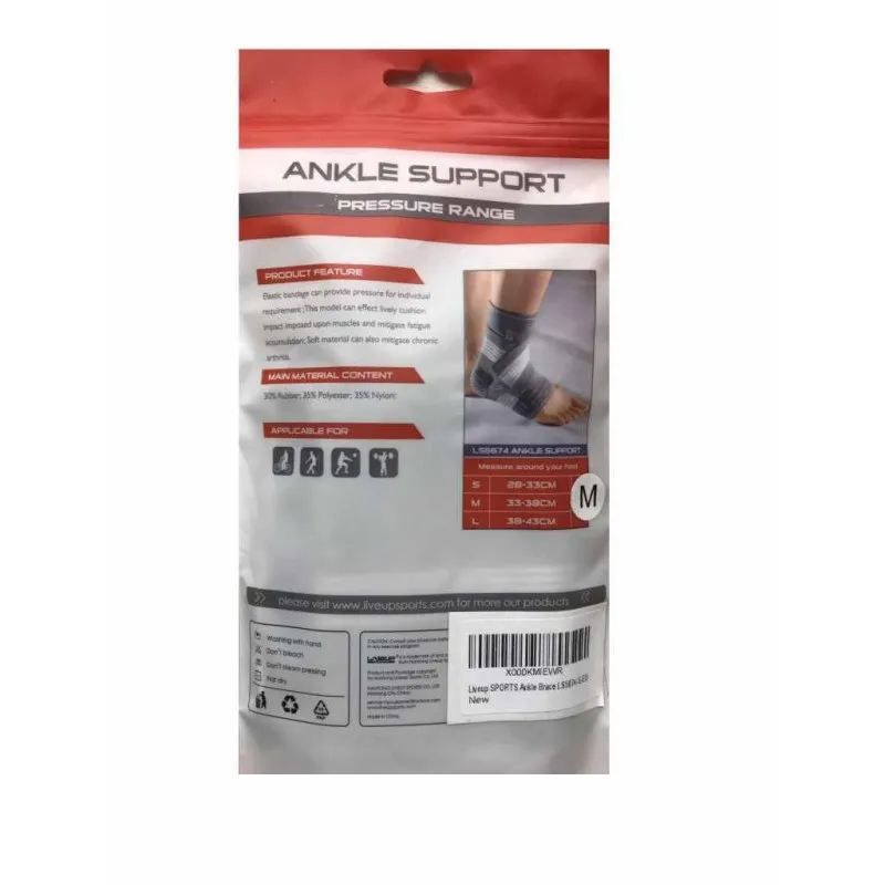 Фиксатор щиколотки LiveUP ANKLE SUPPORT серый/белый M фото товара