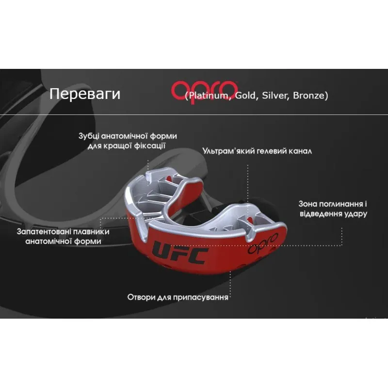 Капа OPRO Junior Silver UFC Hologram Black/Red (art.002265002)