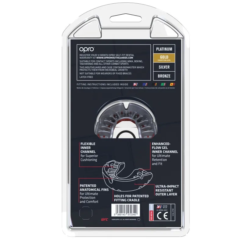 Капа OPRO Gold UFC Hologram Red Metal/Silver (art.002260002)