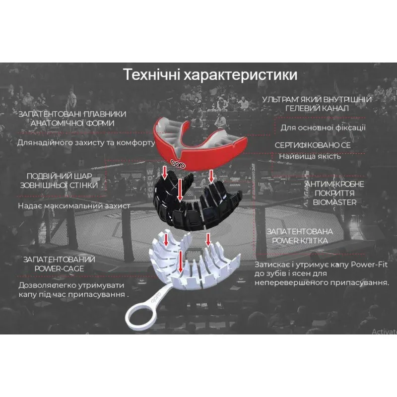 Капа OPRO Gold Braces Red/Pearl (art.002227008)