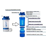 Шейкер спортивный BlenderBottle ProStak с шариком 650 мл Прозрачный Синий