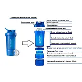 Шейкер спортивный BlenderBottle ProStak 22oz/650ml с 2-мя контейнерами Cyan (ORIGINAL)