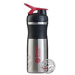 Спортивная бутылка-шейкер BlenderBottle SportMixer Stainless Steel Red 820ml (из нержавеющей пищевой cтали)