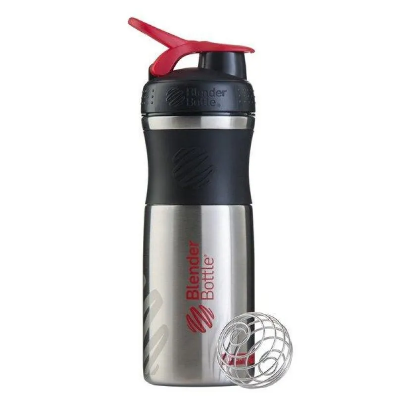 Спортивная бутылка-шейкер BlenderBottle SportMixer Stainless Steel Red 820ml (из нержавеющей пищевой cтали)